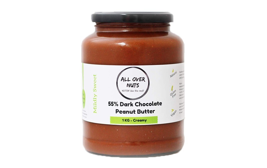 All Over Nuts 55% Dark Chocolate Peanut Butter Creamy   Glass Jar  1 kilogram